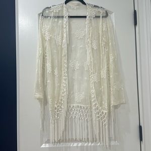 Millau floral fringe kimono top